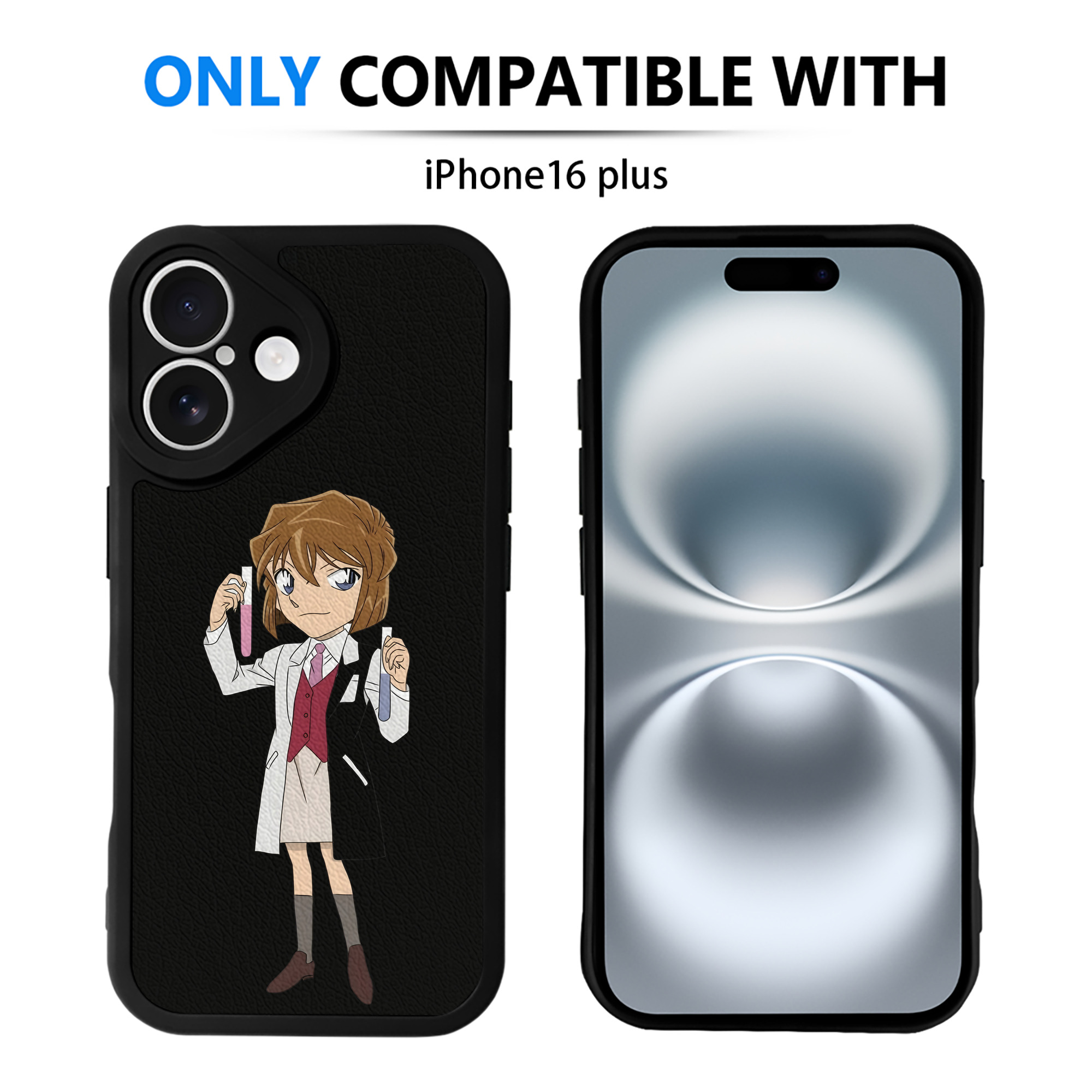 （画像用） 名探偵コナン 灰原 哀 はいばら あい Detective Conan Anita Hailey、Vi Graythorn Haibara Ai 【iPhone 16シリーズ対応】シリコンスマホケース（レザー調） 材質：シリコン